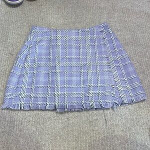 BP. Plaid Bouclé Tweed Knit Miniskirt in Purple Spray Tweed